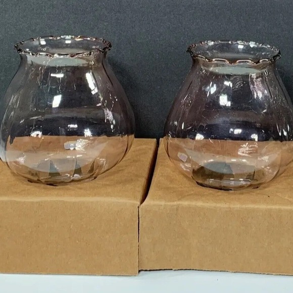 Home Interiors Other - Set of 2 Home Interiors Ruffled Glass Votive Candle Holders Pink Optic Vintage